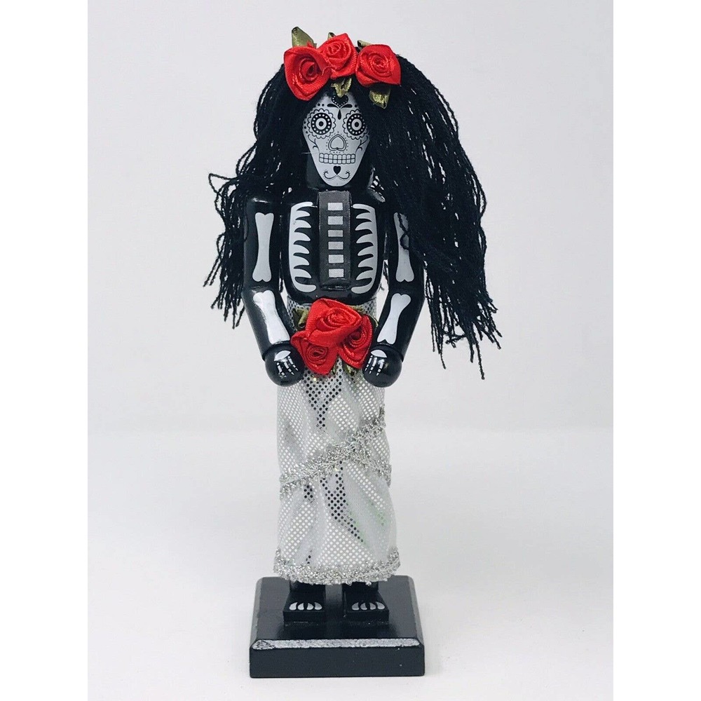 Halloween Nutcracker Dia De Los Muertos Wood Woman Skeleton 9.5" Day Of …